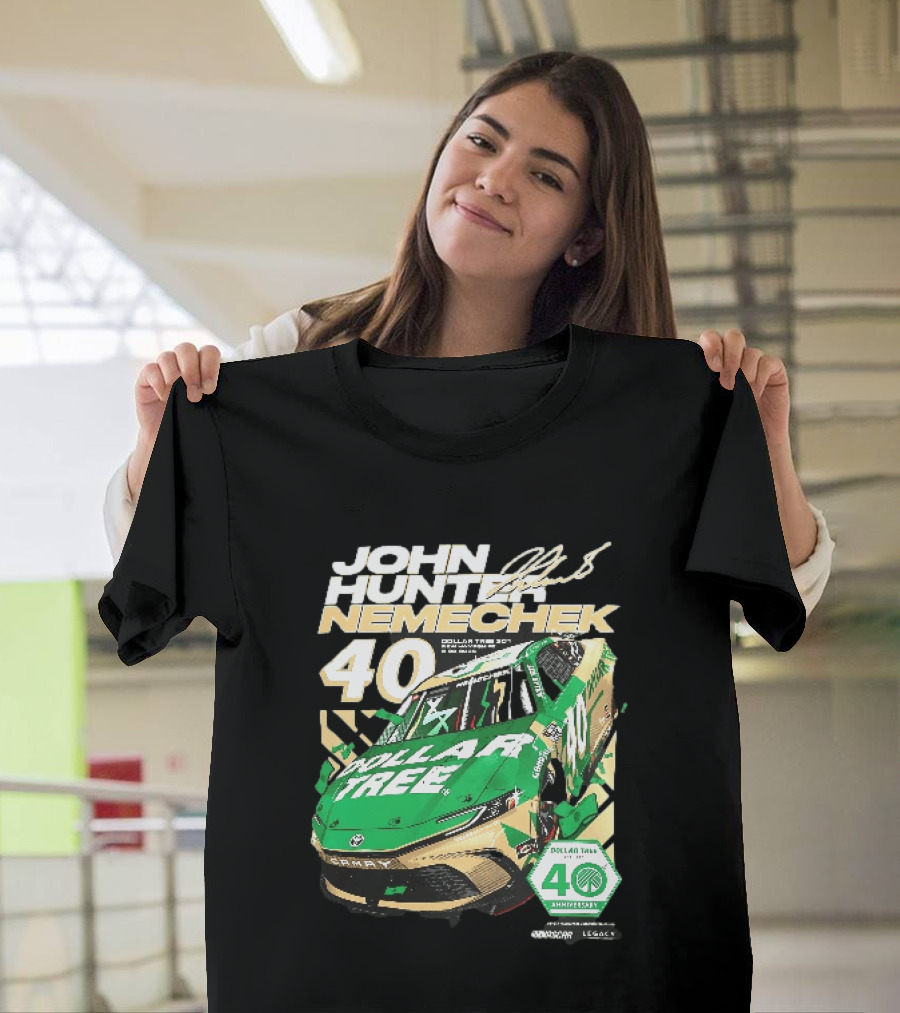 John Hunter Nemechek Dollar Tree 301 40th Anniversary 2026 Green Gold Toyota Camry Nascar New Hampshire Est 1986 T-Shirt