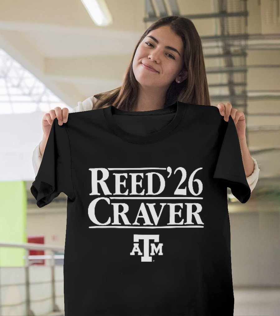 Reed 26 Craver Texas A&M Aggies ATM Beveled Serif Lines T-Shirt
