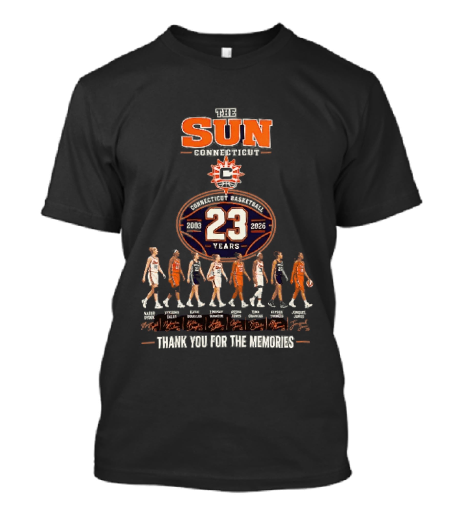 Connecticut Sun 23 Years 2003 2026 Thank You For The Memories T-Shirt