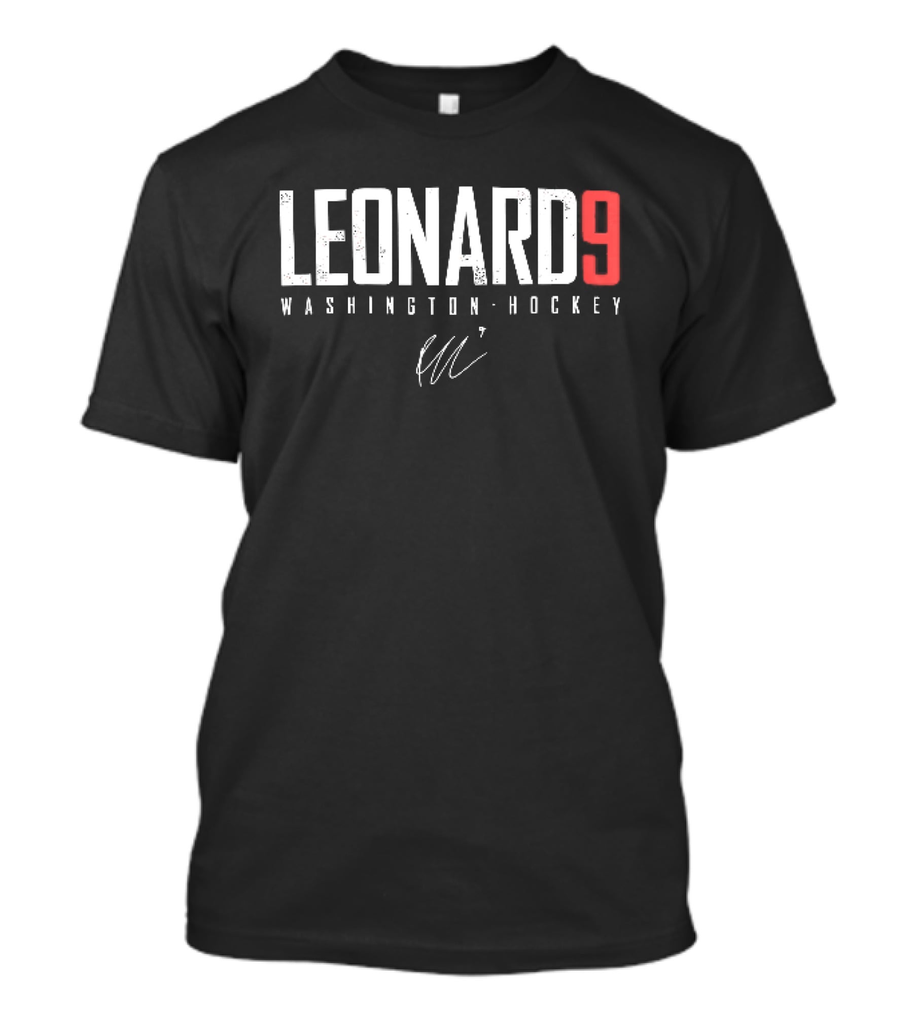 Leonard 9 Washington Hockey Player Distressed Signature T-Shirt