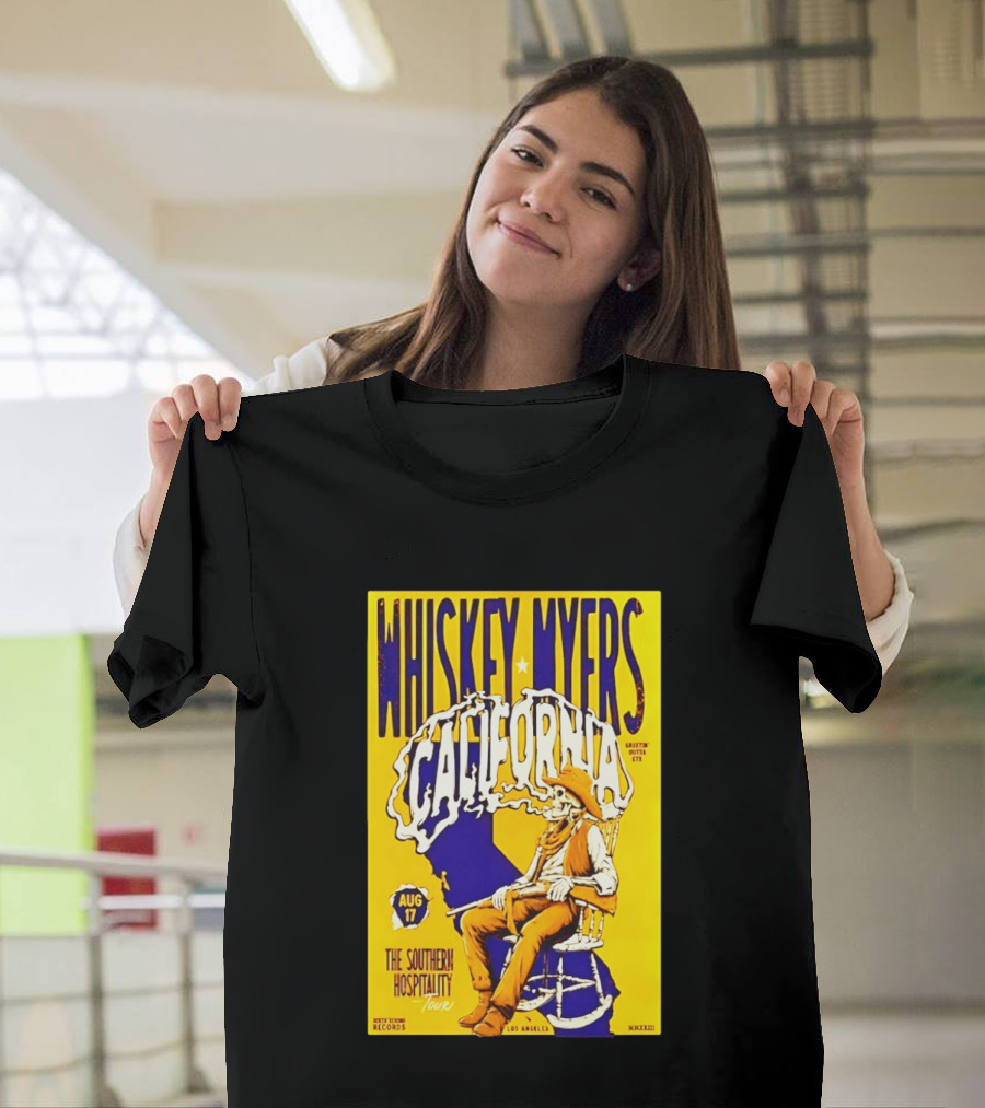 Whiskey Myers California Southern Hospitality Tour August 17 Los Angeles Reclining Cowboy T-Shirt