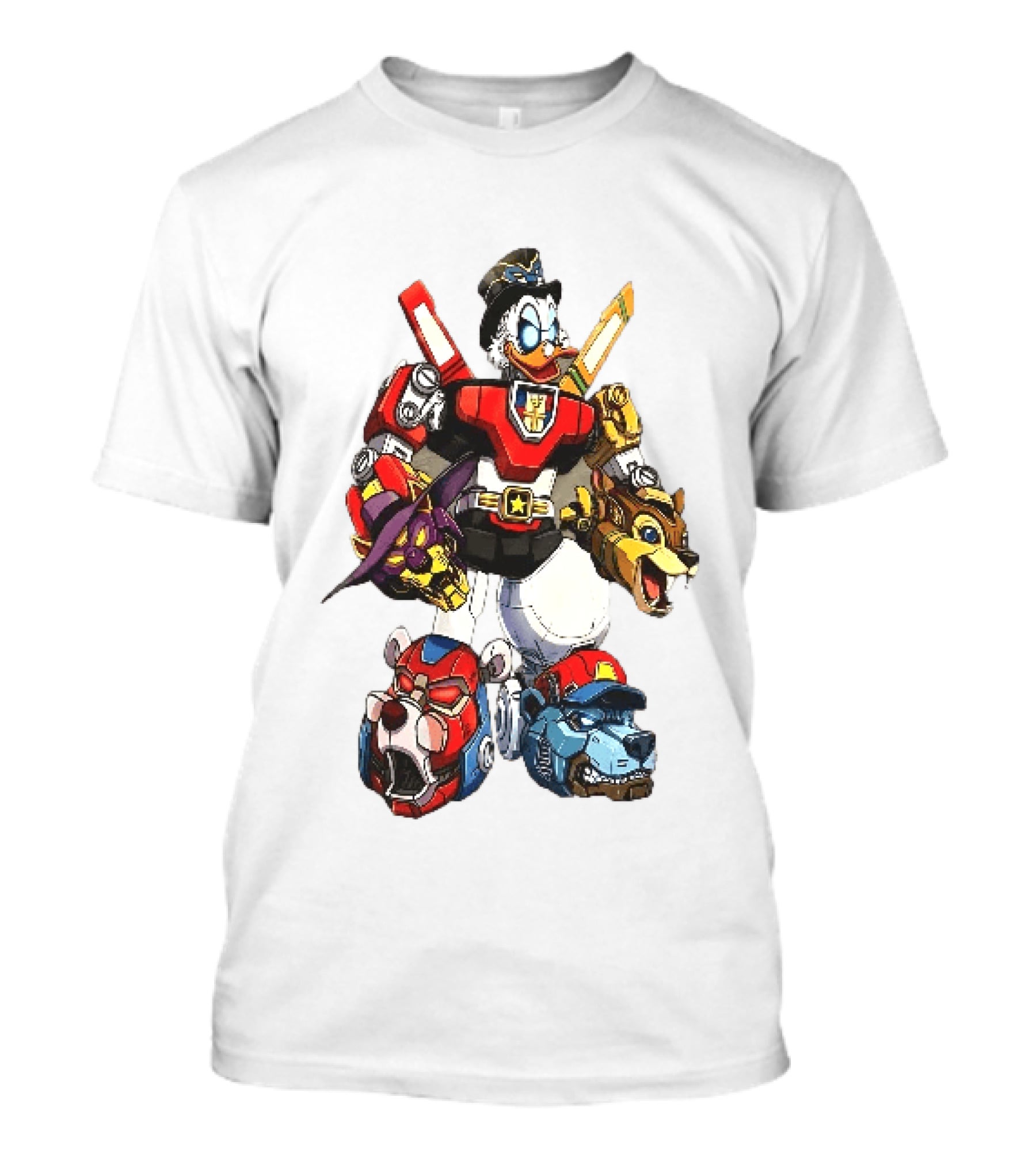 Cartoon Duck Mecha Robot Animal Armor Combination With Animal Heads T-Shirt