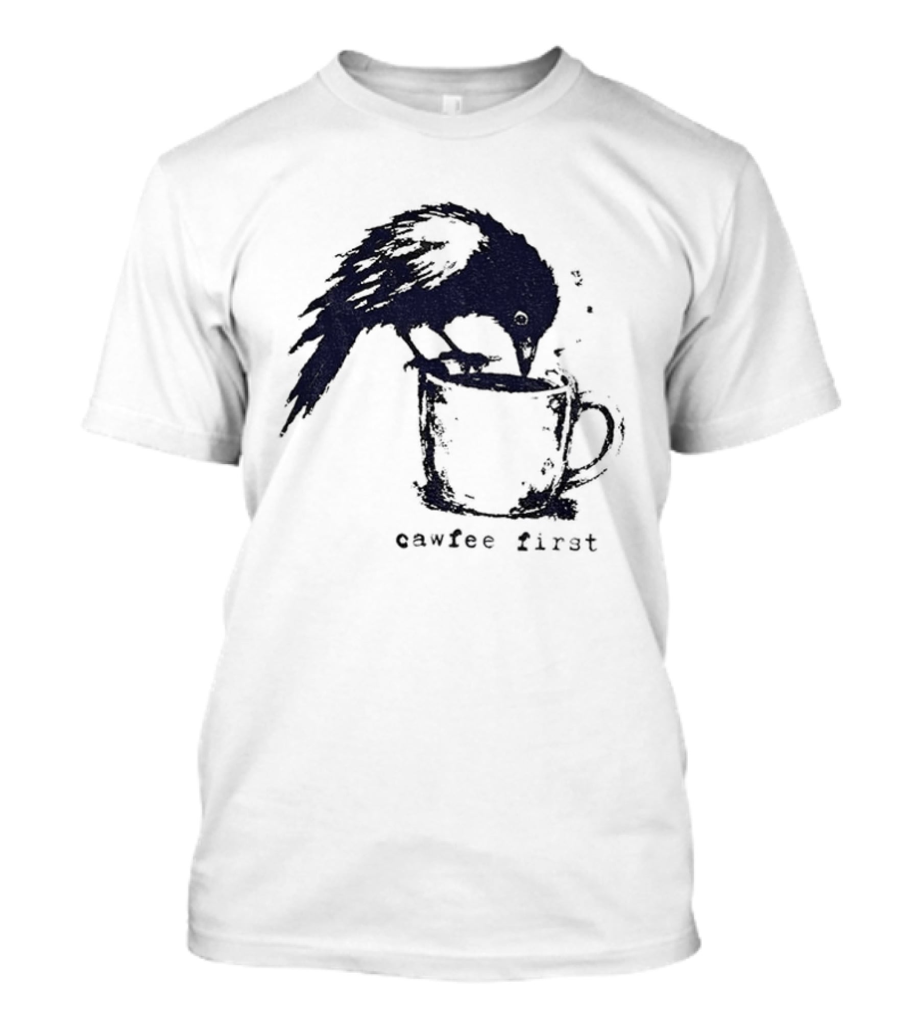 Cawfee First Crow Coffee Lover Bird T-Shirt