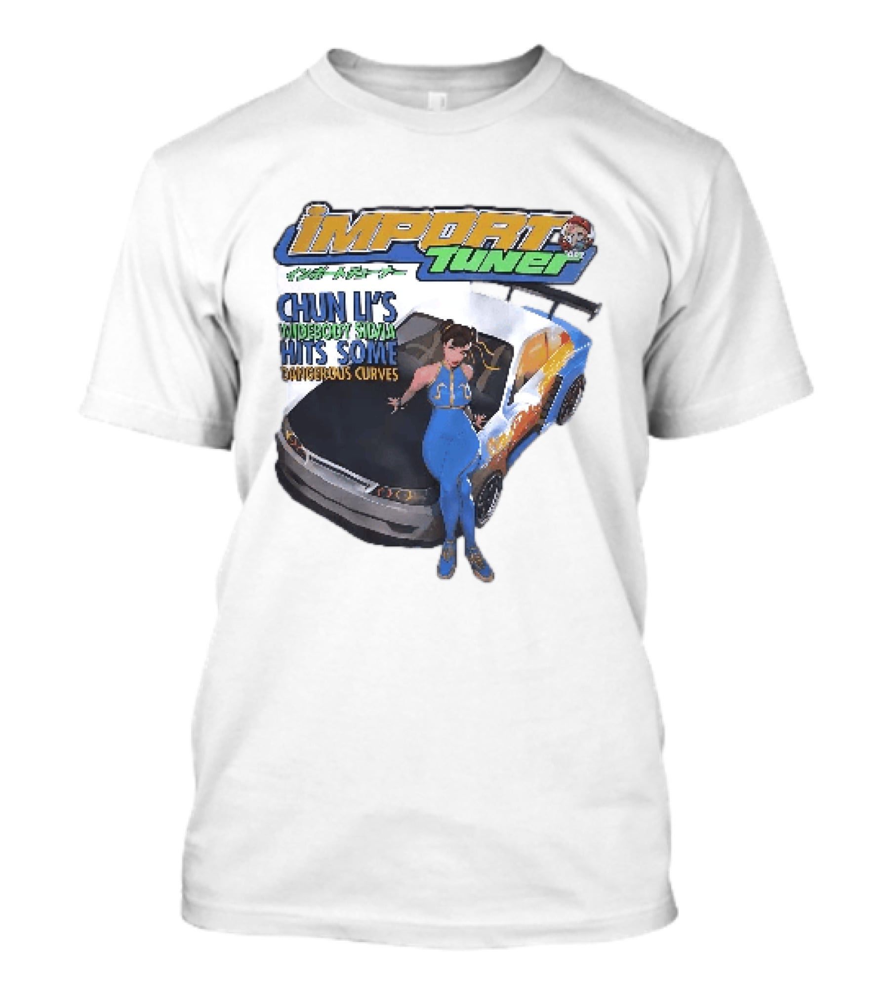 Import Tuner Chun Li's Widebody Silvia Hits Some Dangerous Curves Auto Racing Anime T-Shirt