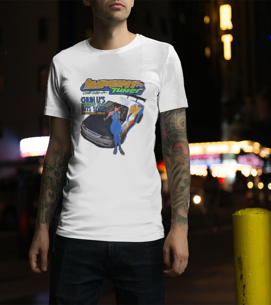 Import Tuner Chun Li's Widebody Silvia Hits Some Dangerous Curves Auto Racing Anime T-Shirt