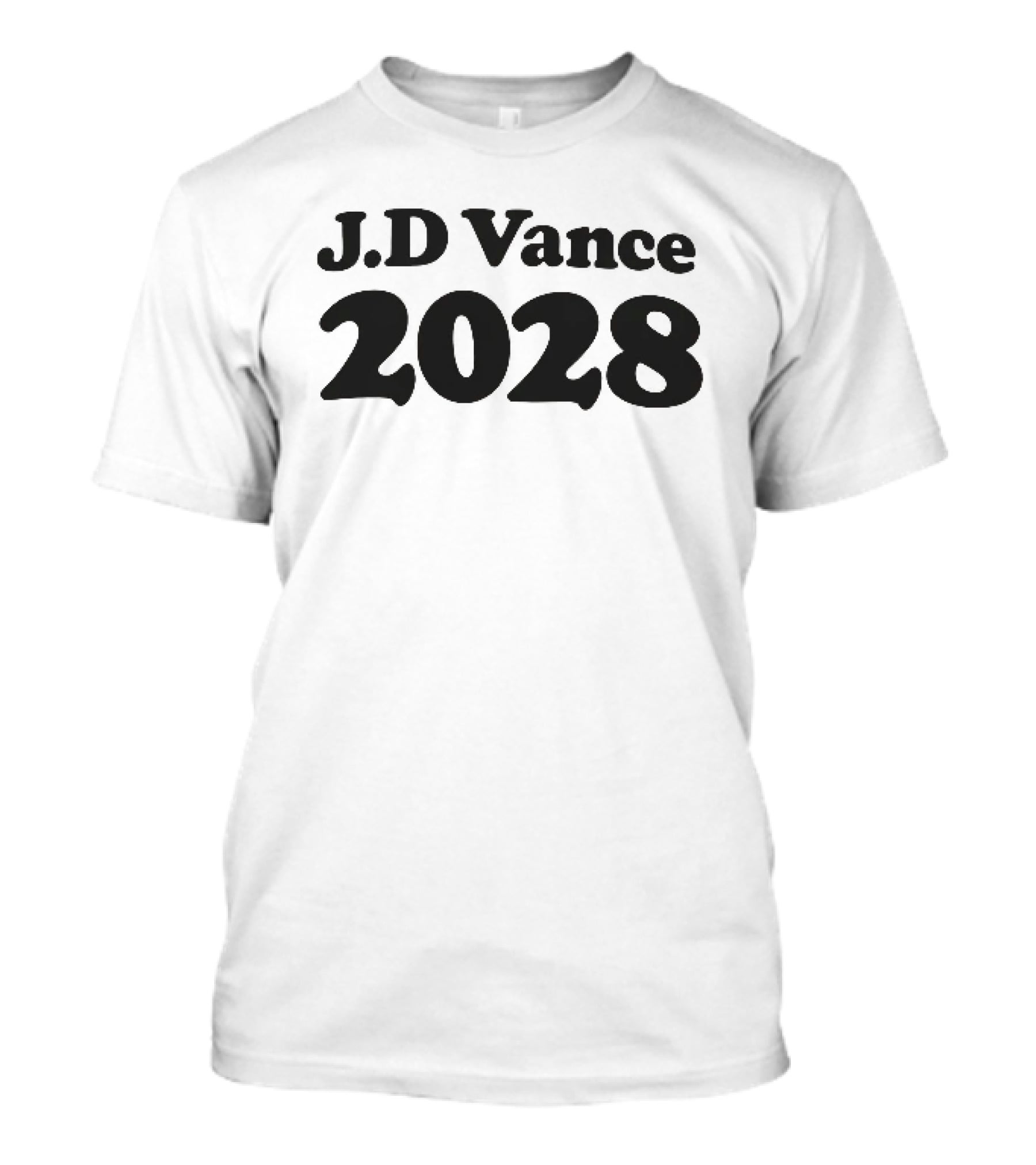 J D Vance 2028 Bold Black Chunky Serif Lettering T-Shirt