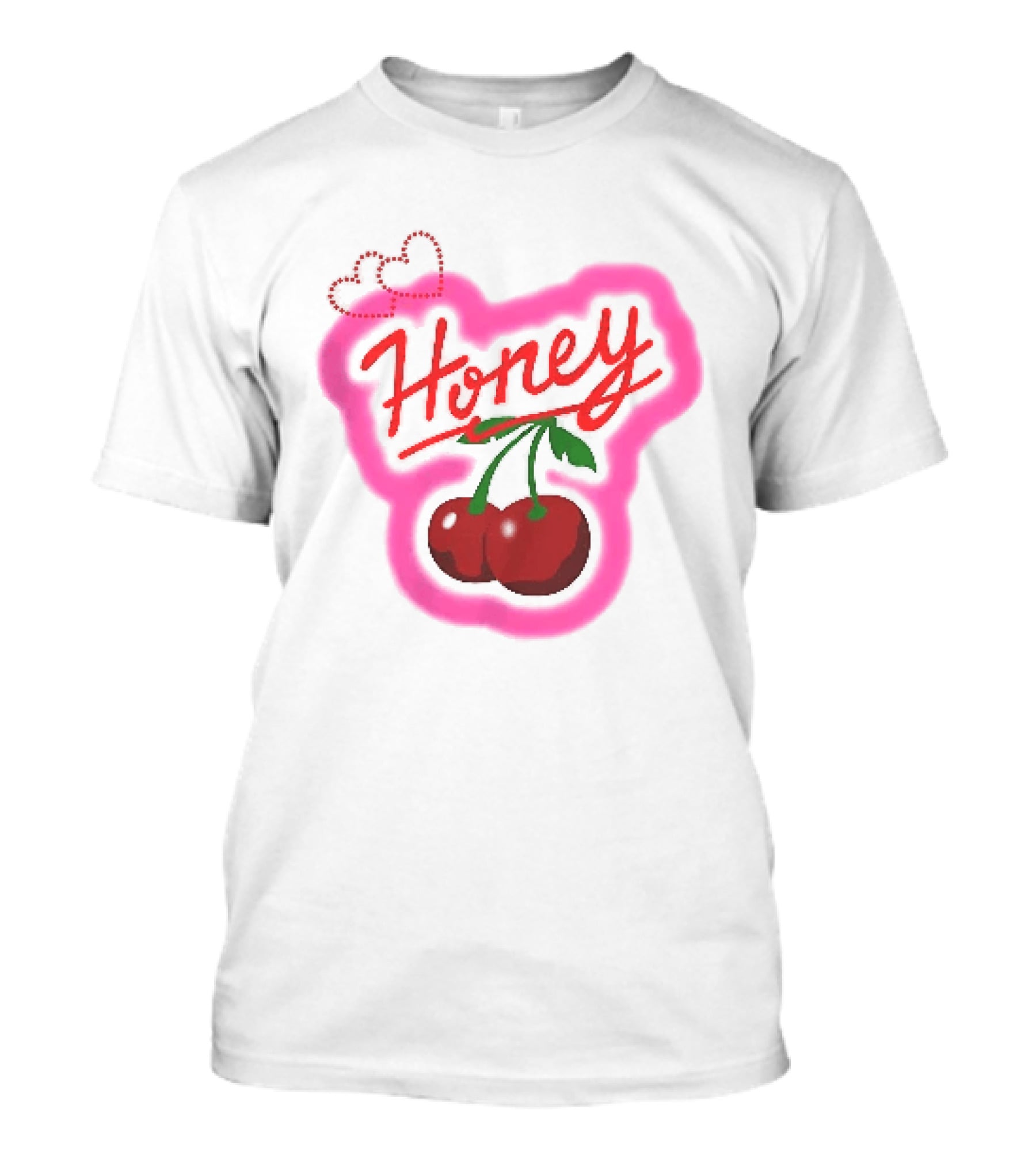 Honey Red Cherries Neon Heart T-Shirt