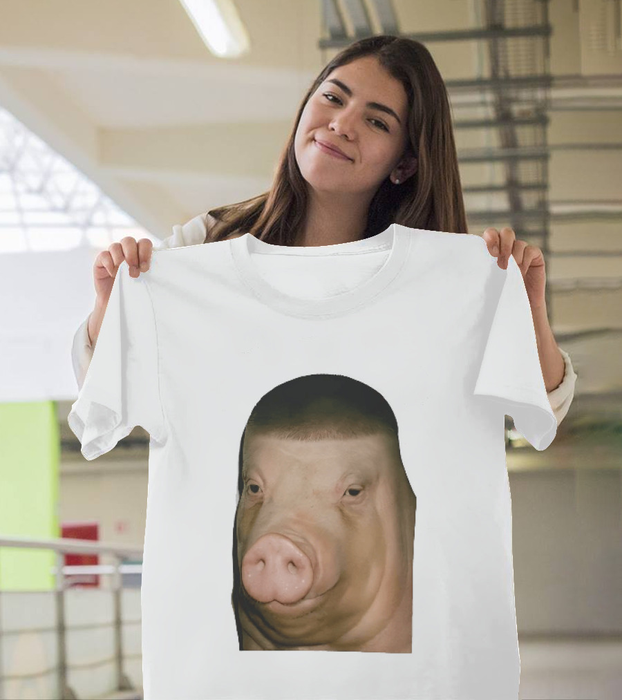 Photorealistic Close Up Pig Face Edgar Haircut Cutout T-Shirt