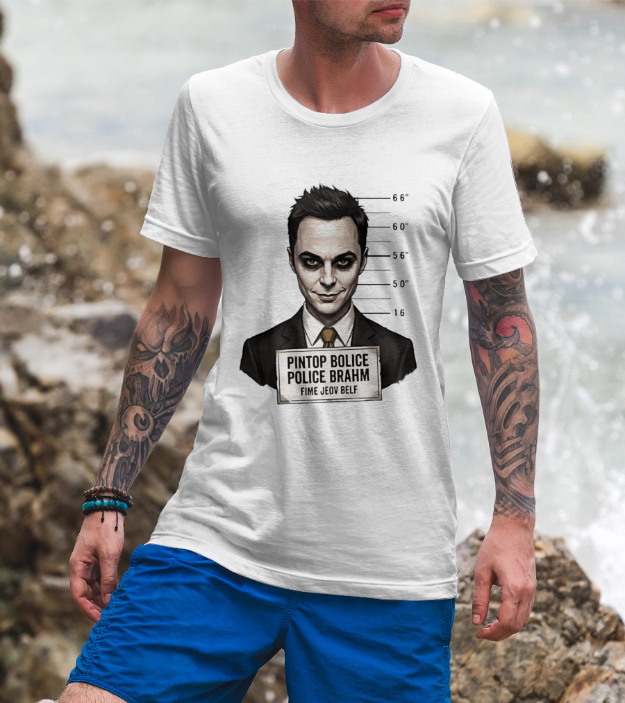 Sheldon Cooper Shot Parody Pintop Police Joker T-Shirt