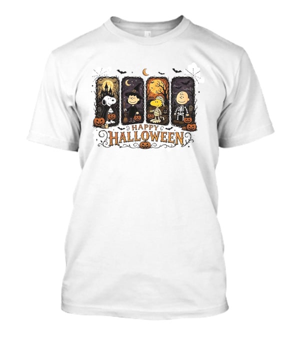 Happy Halloween Peanuts Characters Snoopy Woodstock Charlie Brown T-Shirt