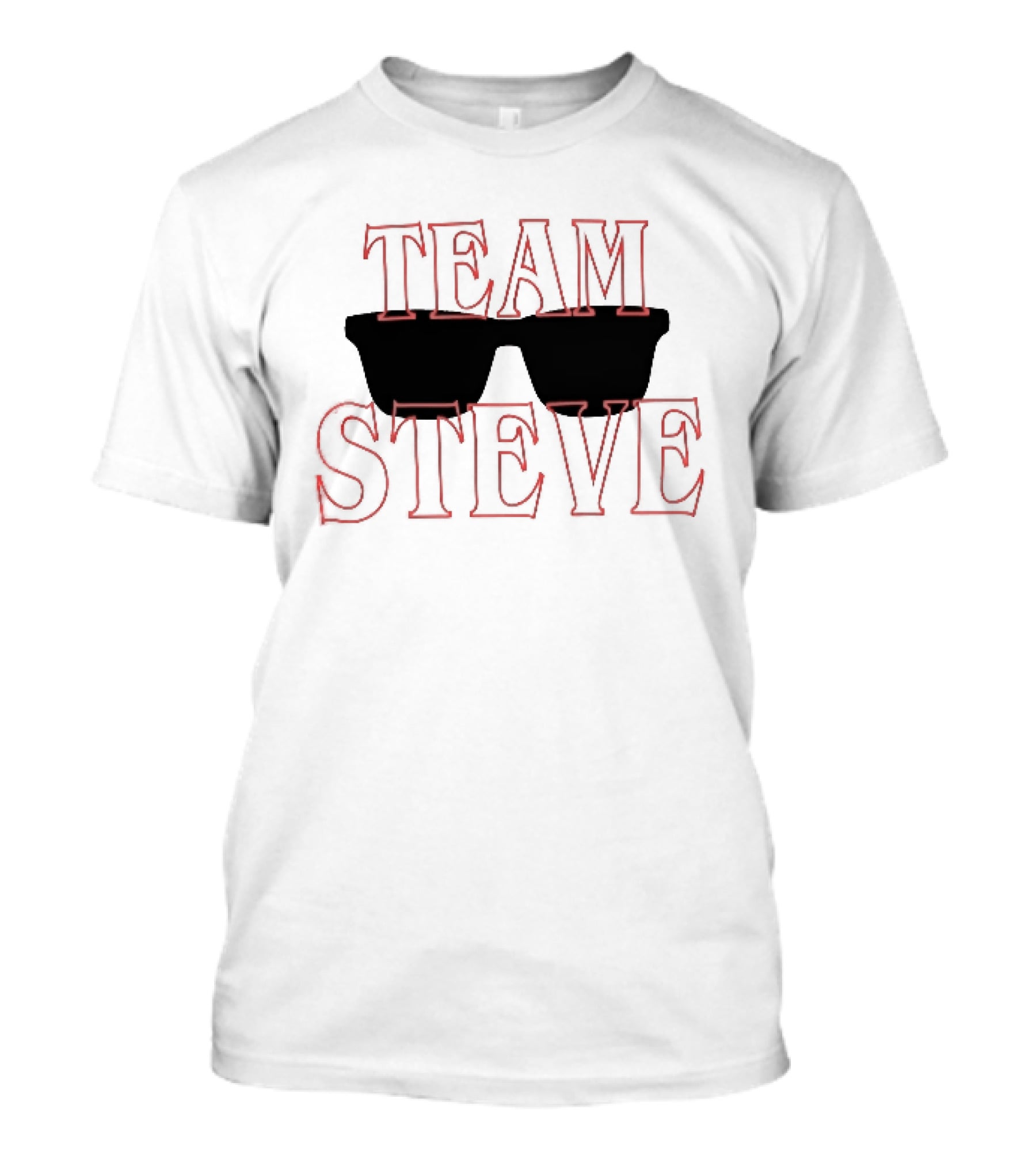 Team Steve Black Sunglasses Theme Red Letters T-Shirt