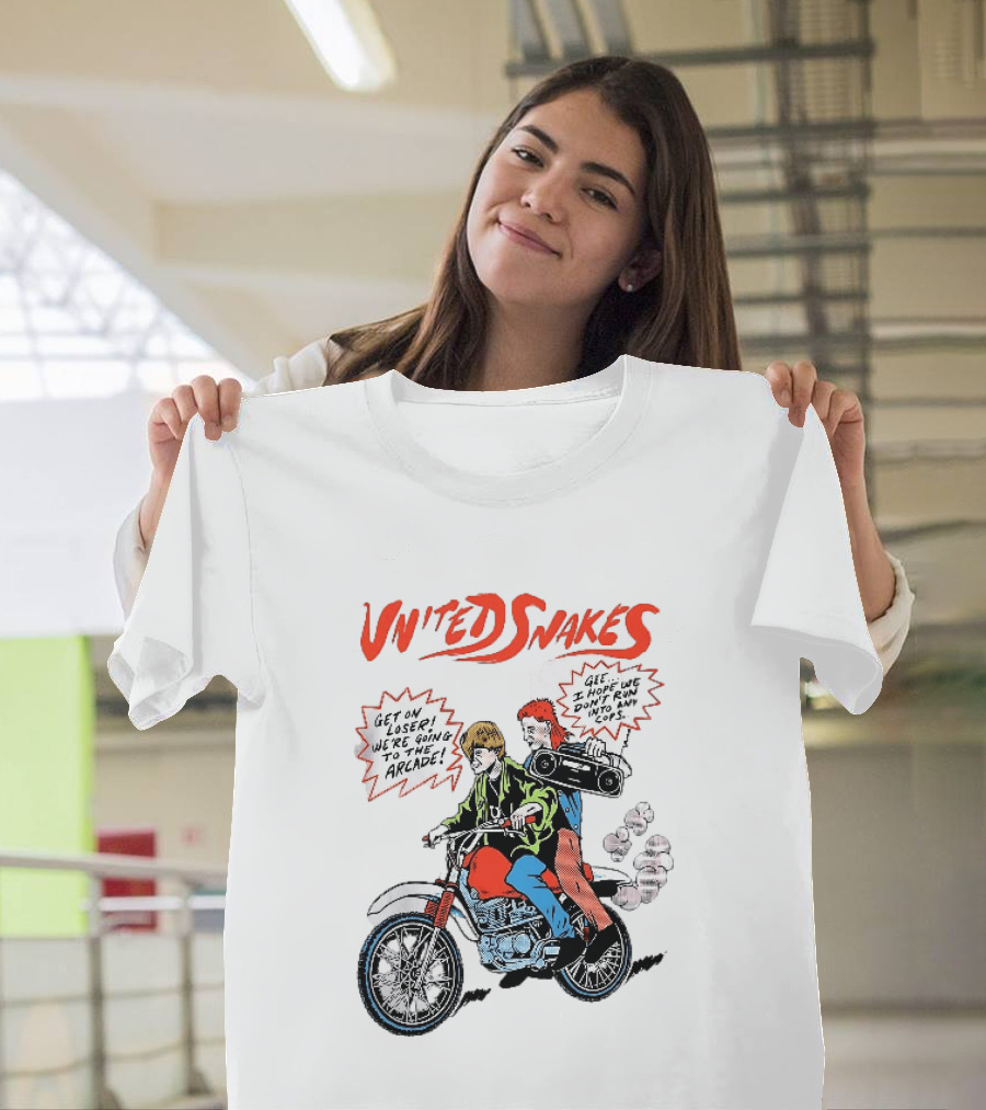 United Snakes Get On Loser We're Going To The Arcade Motorcycle Adventure T-Shirt