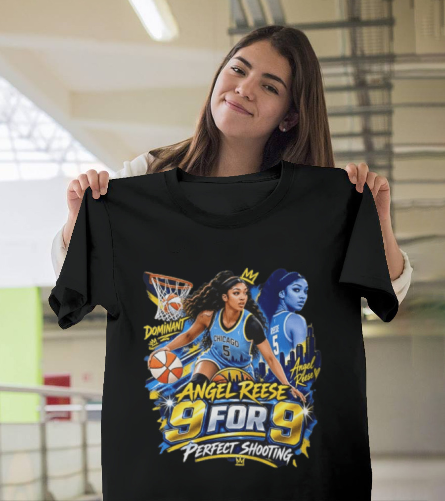 Angel Reese 9 For 9 Perfect Shooting Dominant Chicago Basketball T-Shirt