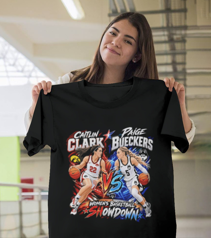 Caitlin Clark Paige Bueckers Basketball Showdown VS Rivalry T-Shirt