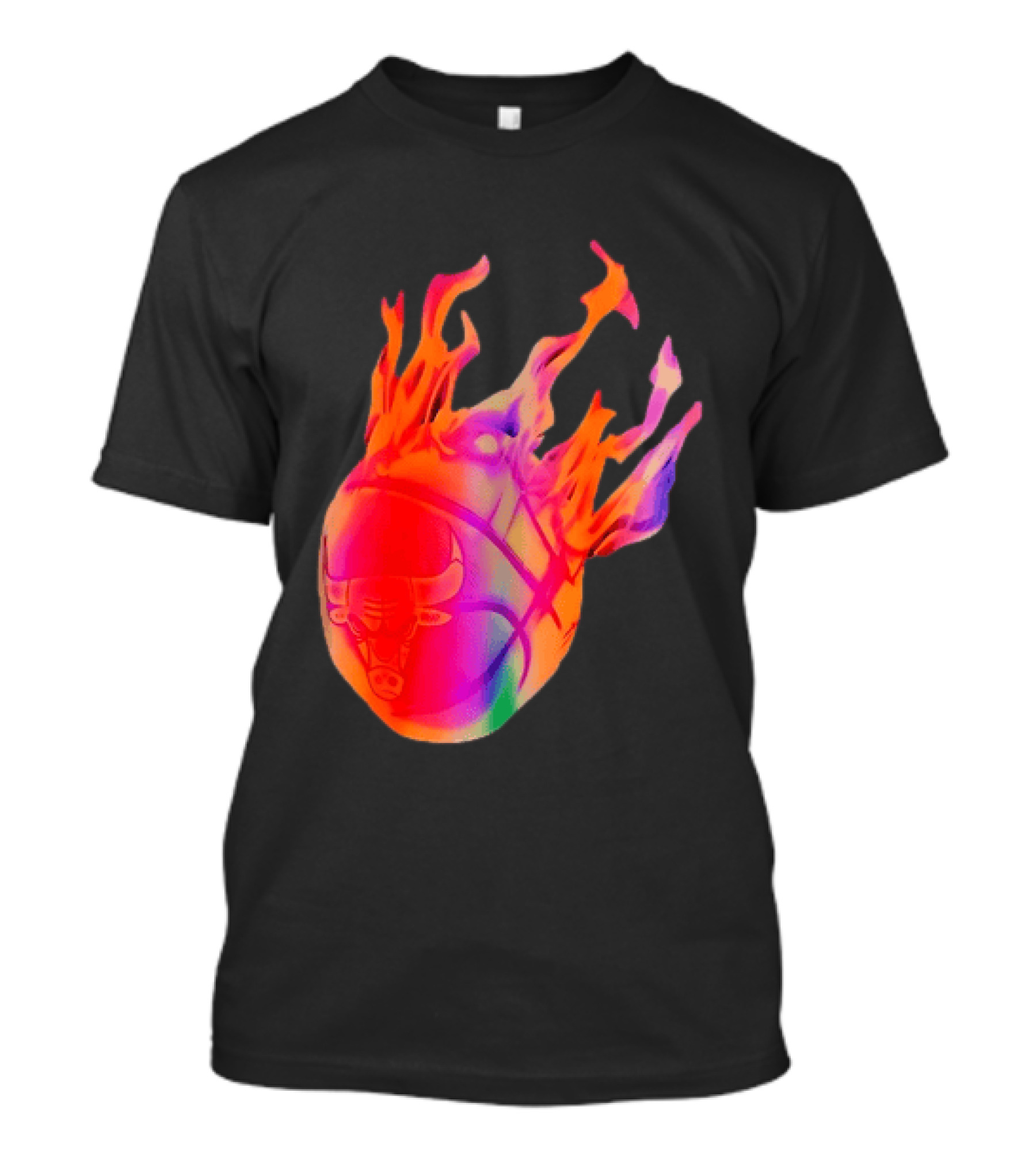 Chicago Bulls NBA Basketball Flaming Fireball NBA Fans Merchandise T-Shirt