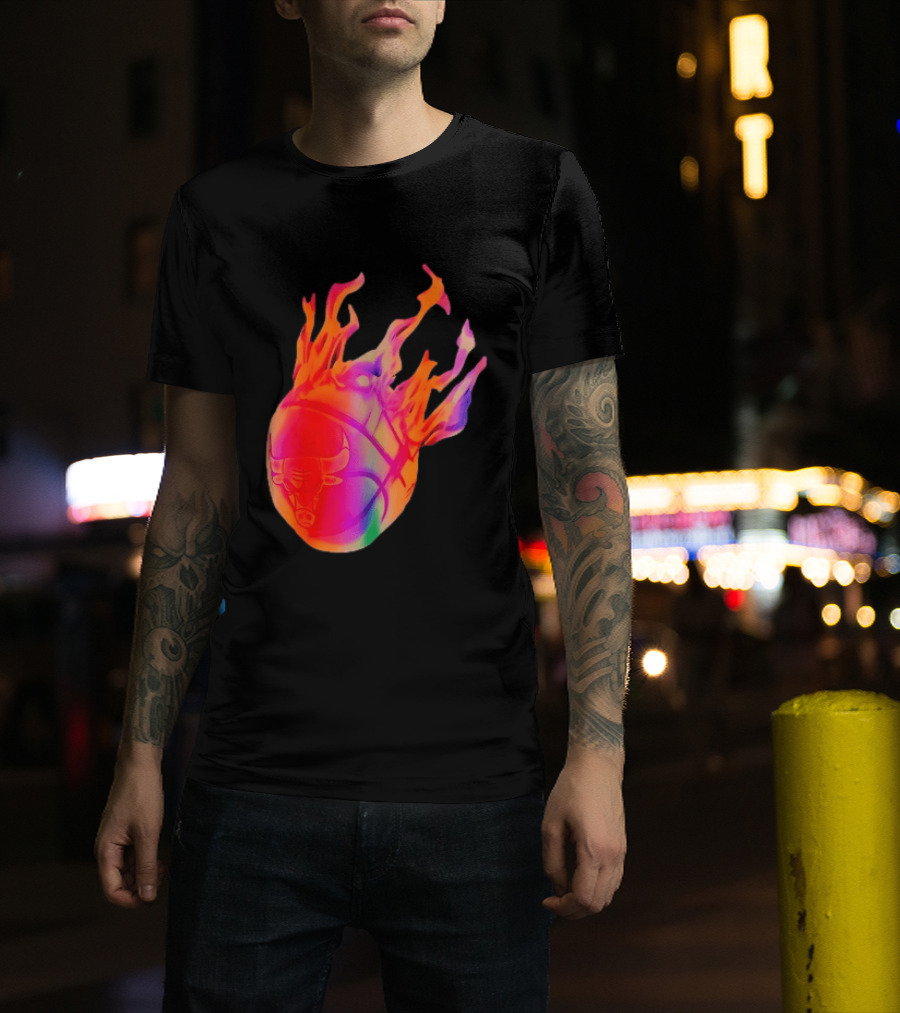 Chicago Bulls NBA Basketball Flaming Fireball NBA Fans Merchandise T-Shirt