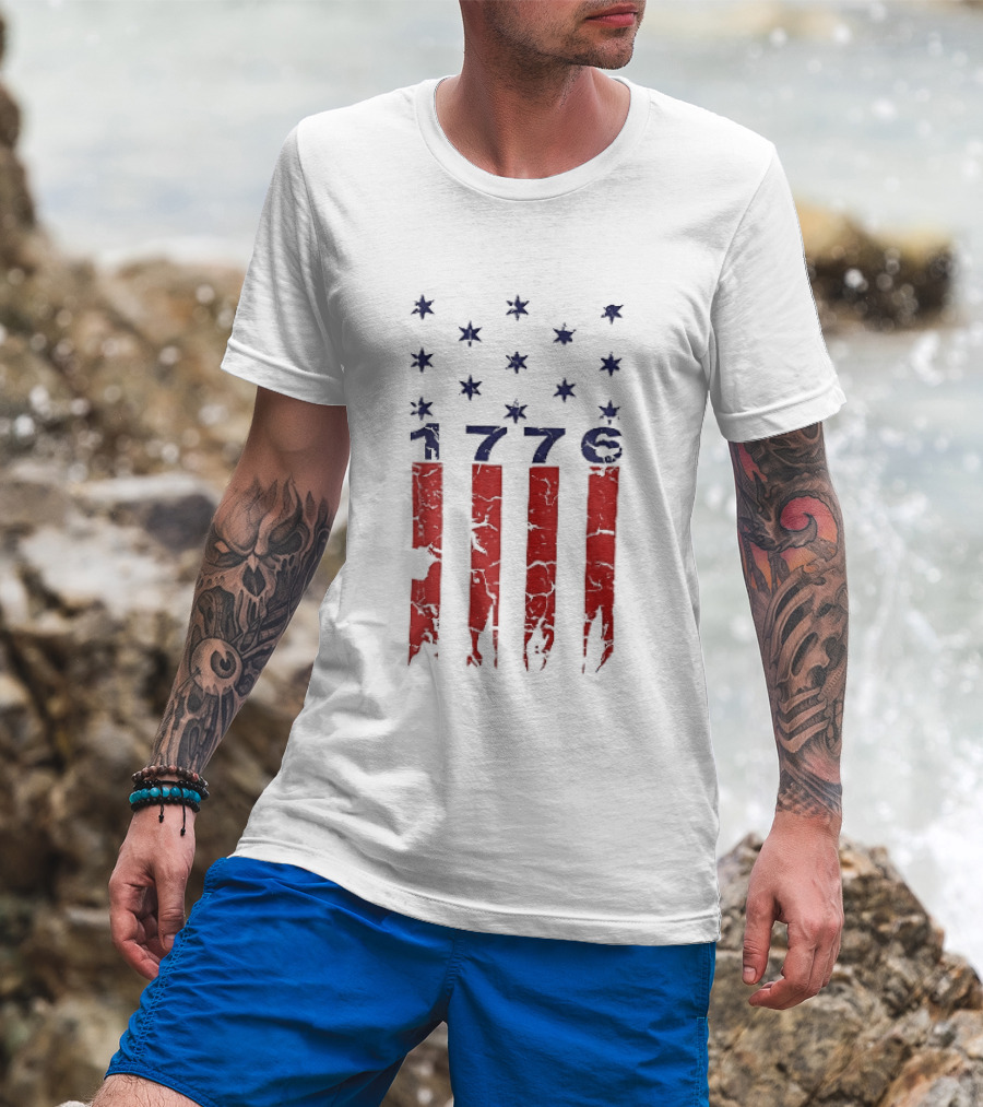 1776 Distressed American Flag Stars Stripes Patriotic T-Shirt