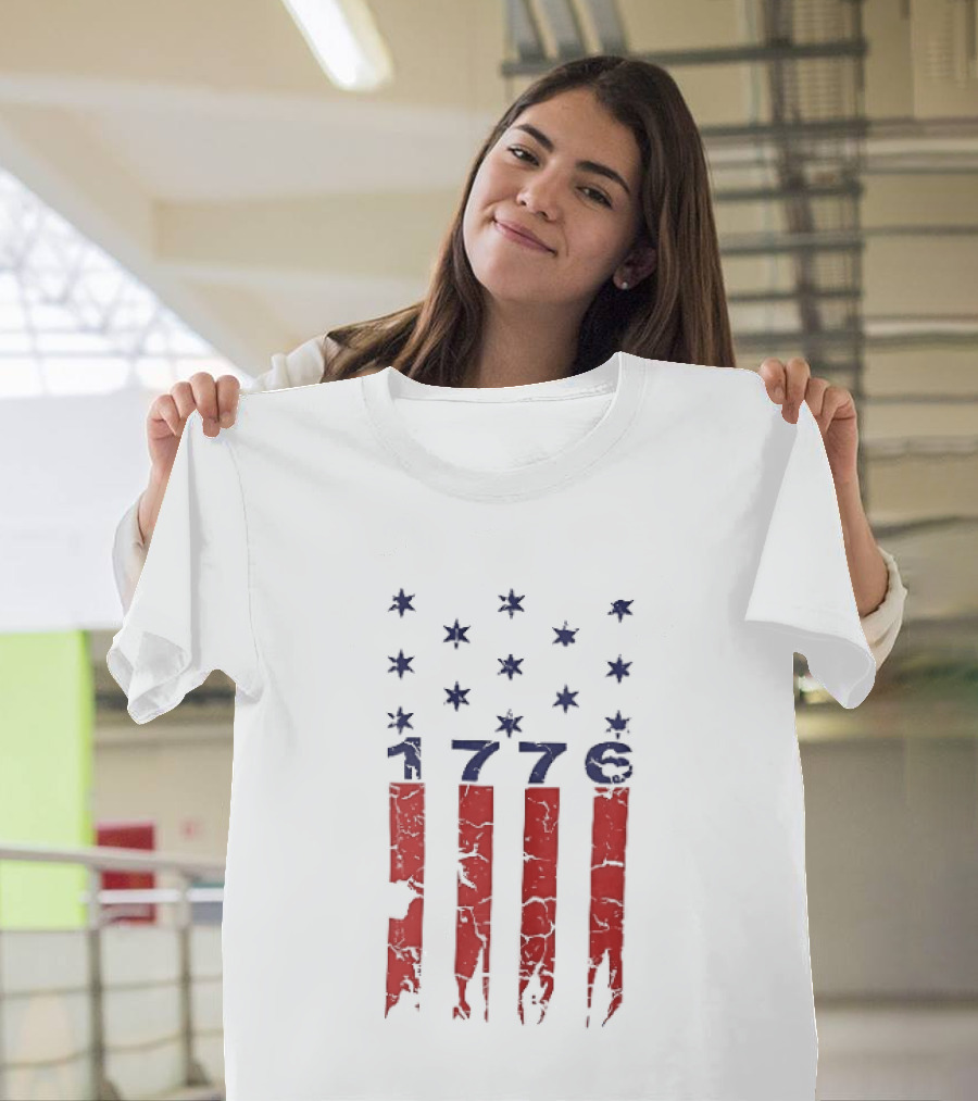 1776 Distressed American Flag Stars Stripes Patriotic T-Shirt