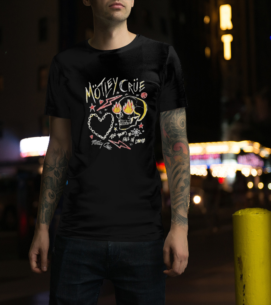 Mötley Crüe Skull Heart Lightning Too Young To Fall In Love Toddler 2026 T-Shirt