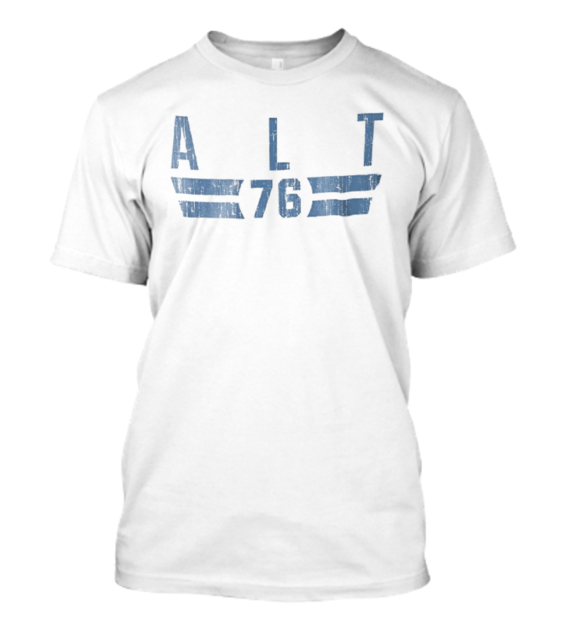 ALT 76 Distressed Blue Horizontal Bars T-Shirt