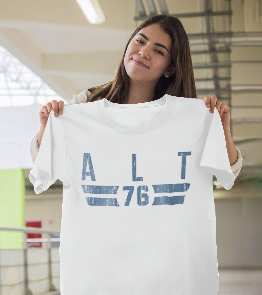 ALT 76 Distressed Blue Horizontal Bars T-Shirt