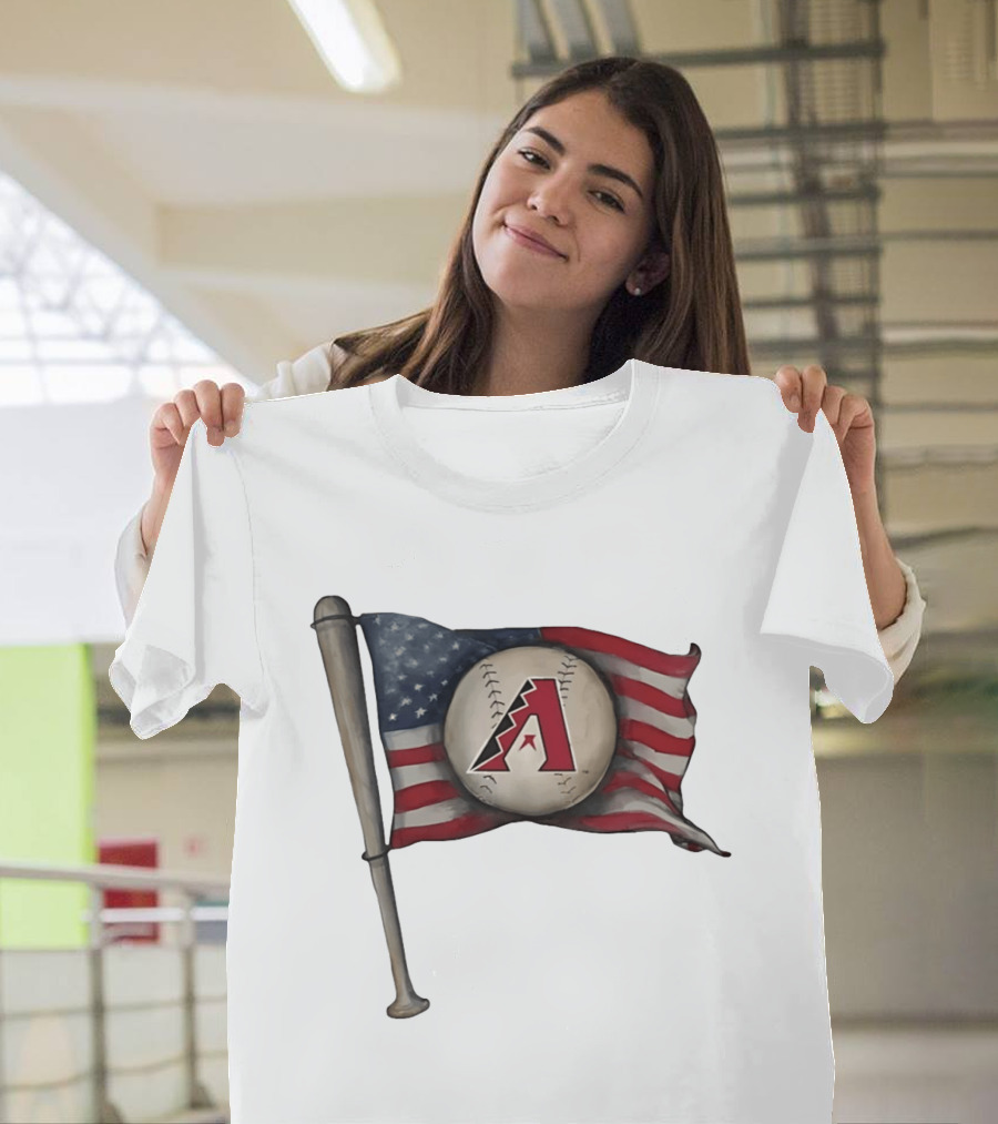 Arizona Diamondbacks American Flag Baseball Bat T-Shirt