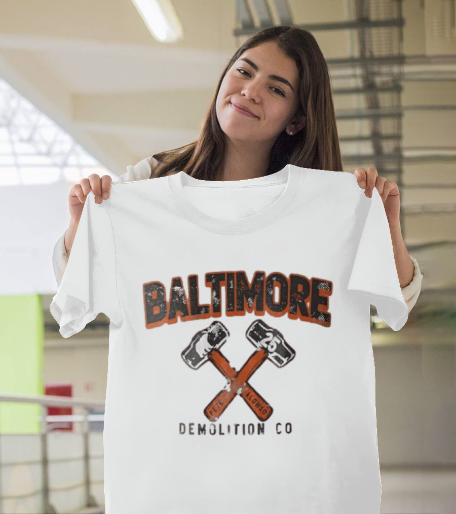 Baltimore Demolition Co Pete Alonso 25 Crossed Hammers Bear T-Shirt