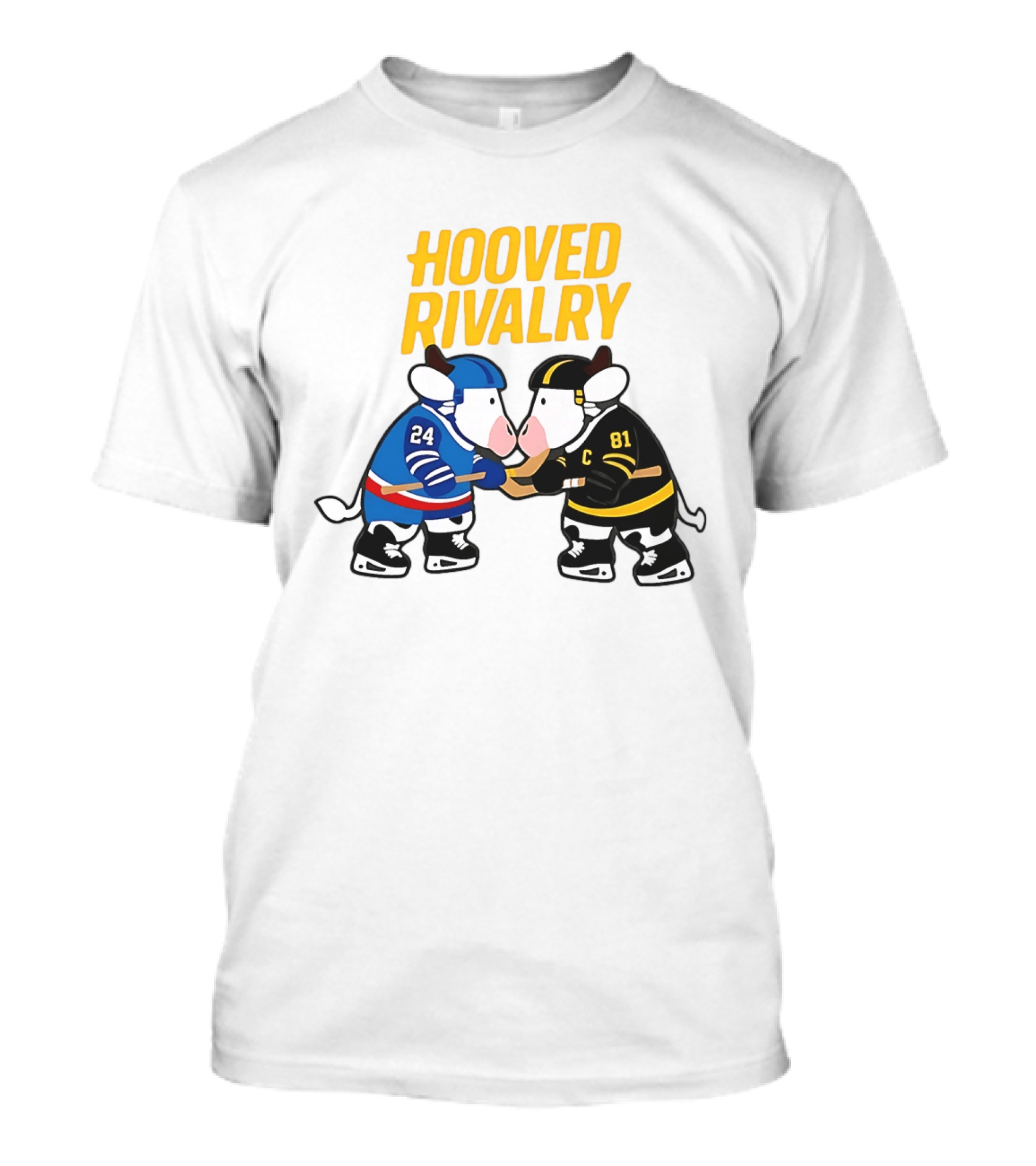 Hooved Rivalry Ilya Rozanov 24 Vs Shane Hollander 81 Hockey Faceoff T-Shirt