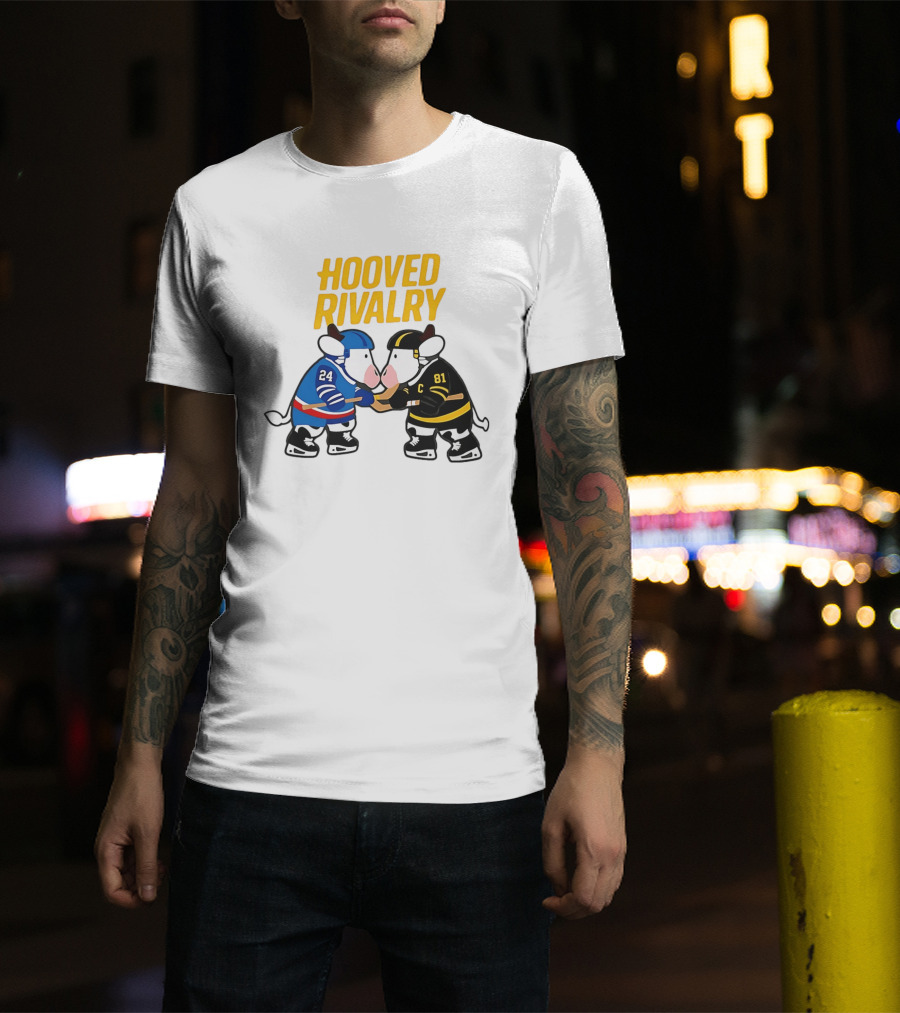 Hooved Rivalry Ilya Rozanov 24 Vs Shane Hollander 81 Hockey Faceoff T-Shirt