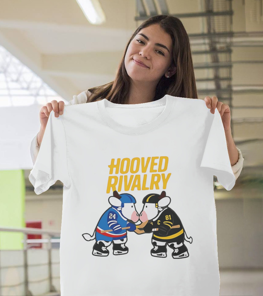 Hooved Rivalry Ilya Rozanov 24 Vs Shane Hollander 81 Hockey Faceoff T-Shirt