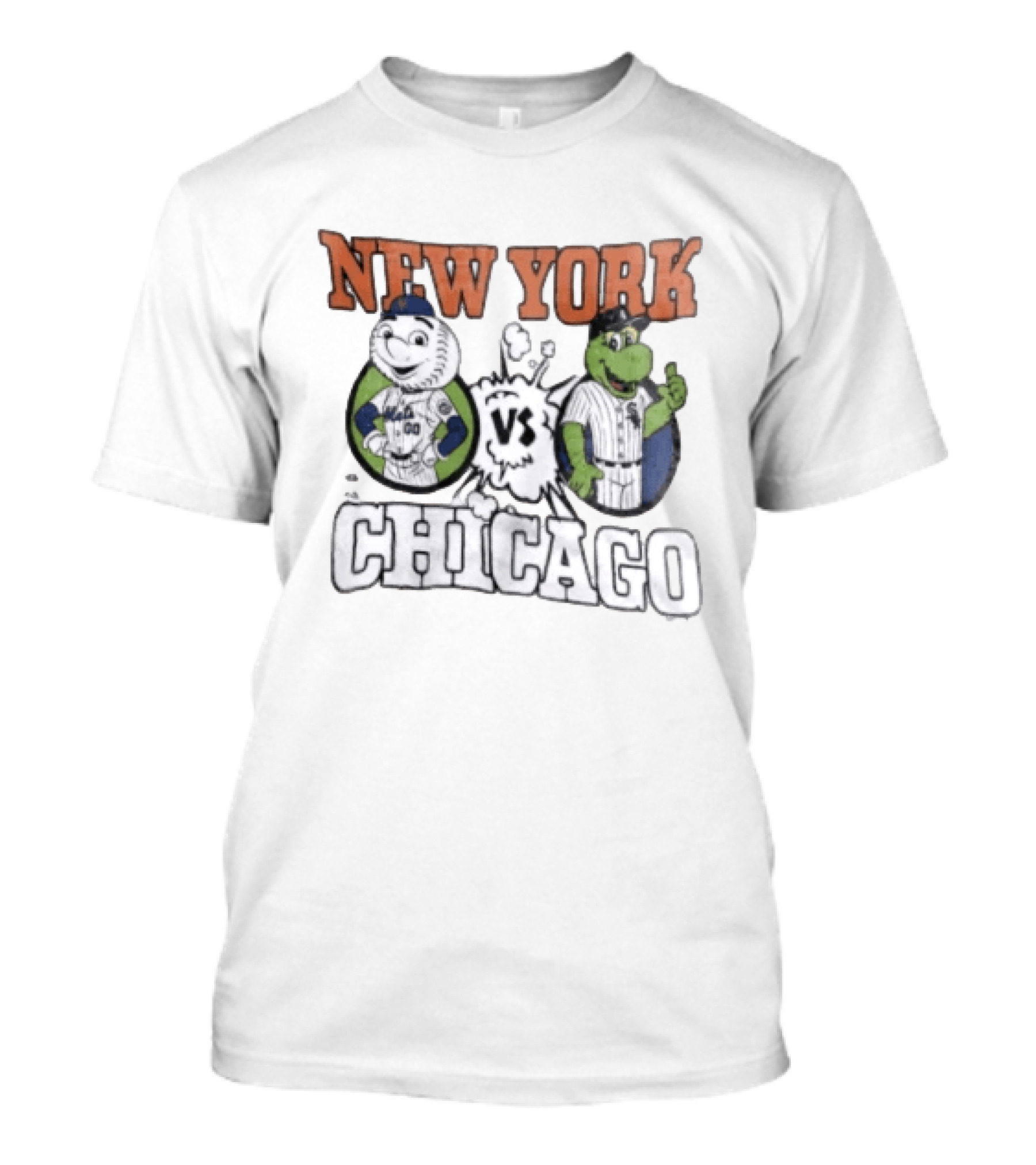 New York Vs Chicago Mets White Sox Mascots Faceoff T-Shirt