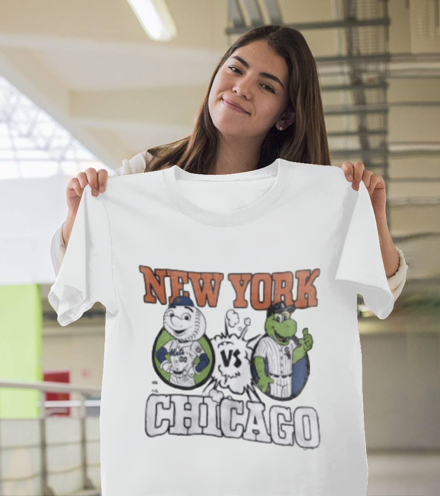New York Vs Chicago Mets White Sox Mascots Faceoff T-Shirt
