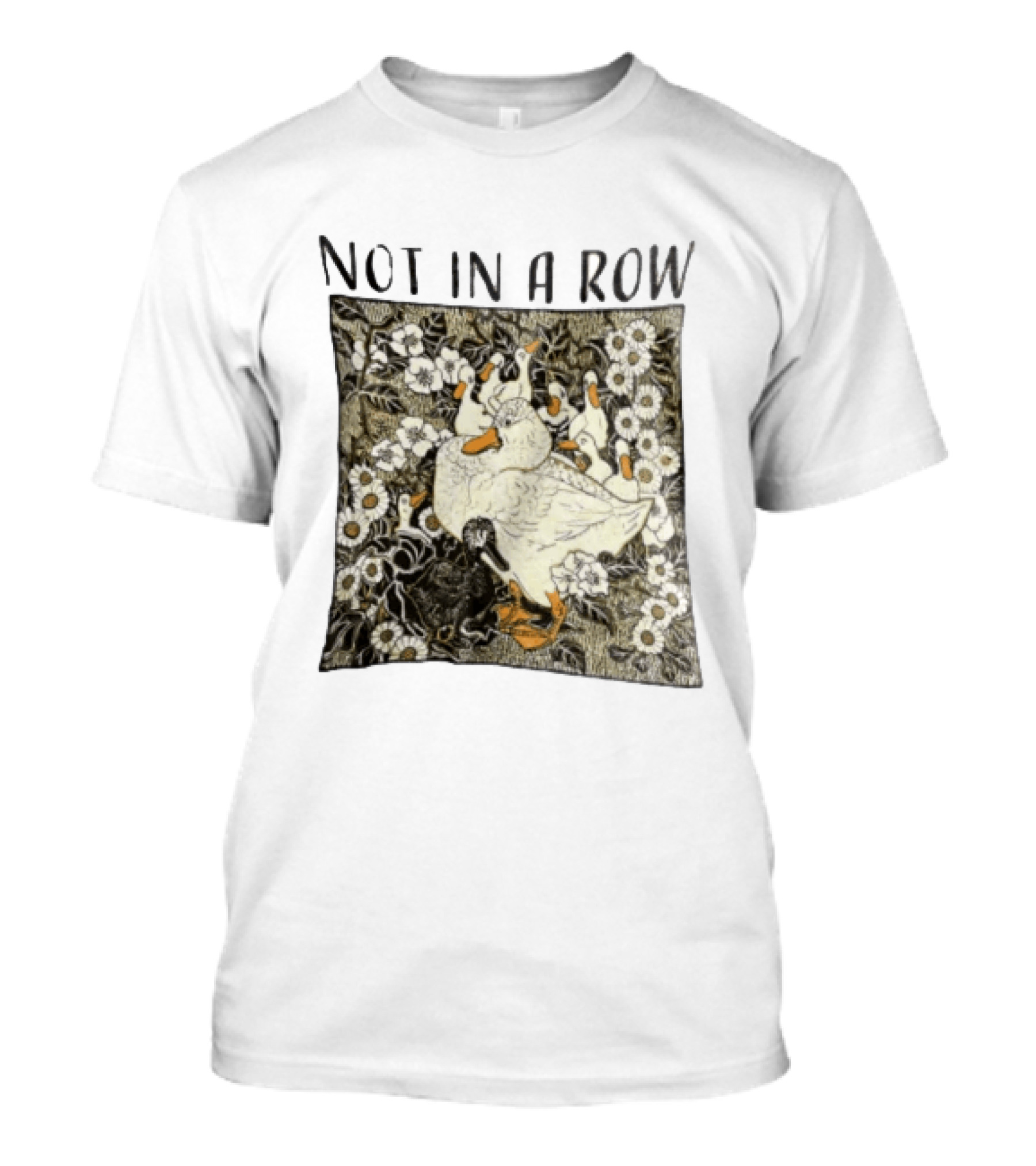 Not In A Row Ducks Floral Pattern Botanical T-Shirt