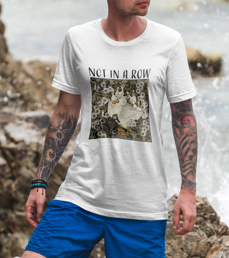 Not In A Row Ducks Floral Pattern Botanical T-Shirt