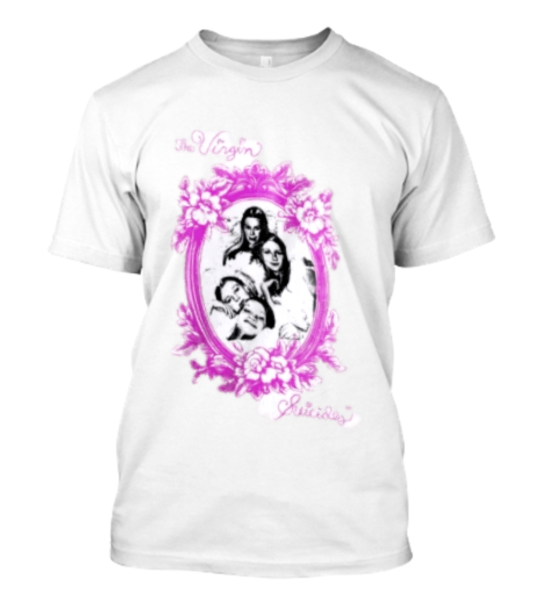 The Virgin Suicides Girls Pink Floral Oval Frame T-Shirt