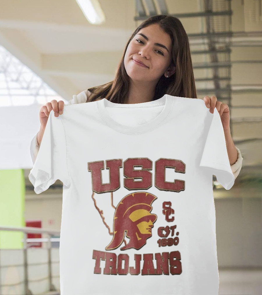 USC Trojans Est 1880 Helmet California State Map Sign T-Shirt