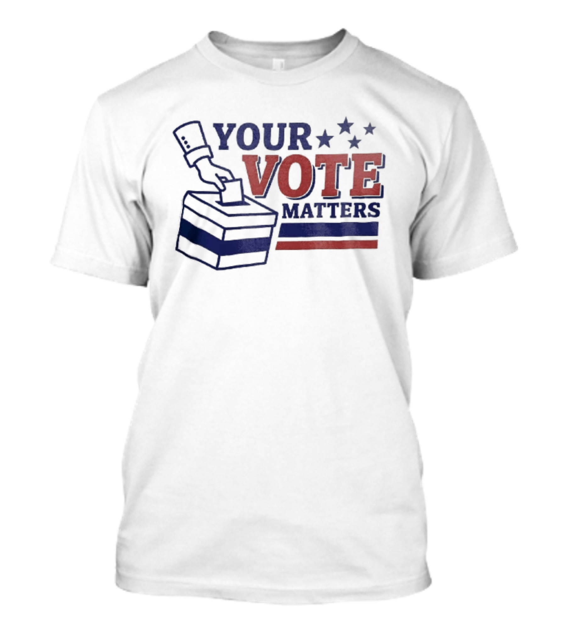 Your Vote Matters Hand Dropping Ballot Box Four Stars Red Blue Stripes T-Shirt