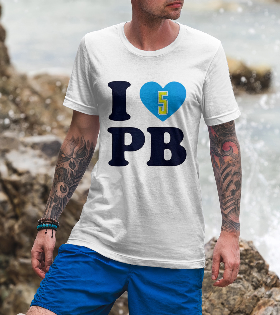 I Love PB Heart 5 Blue And Yellow T-Shirt