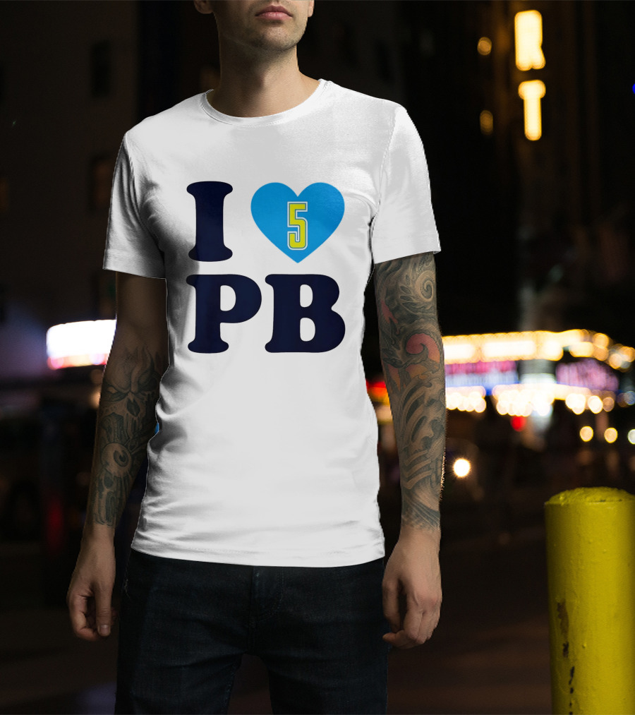 I Love PB Heart 5 Blue And Yellow T-Shirt