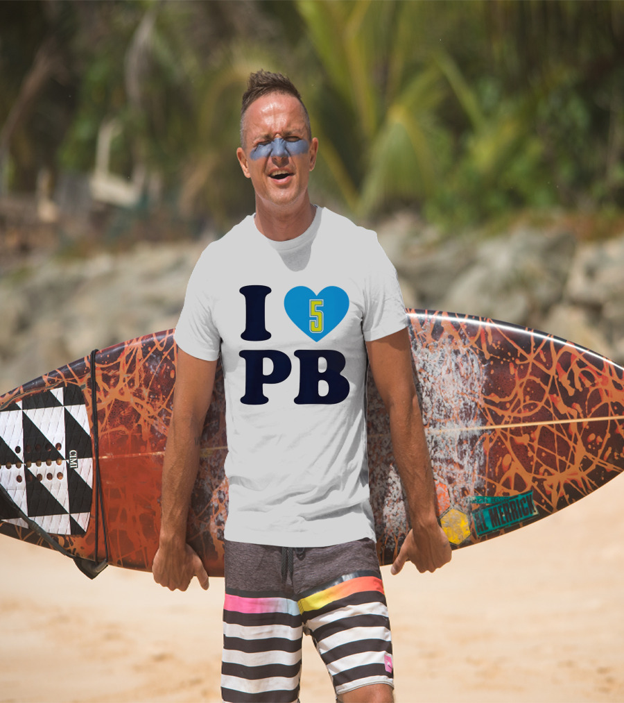 I Love PB Heart 5 Blue And Yellow T-Shirt
