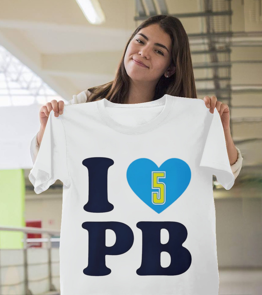 I Love PB Heart 5 Blue And Yellow T-Shirt