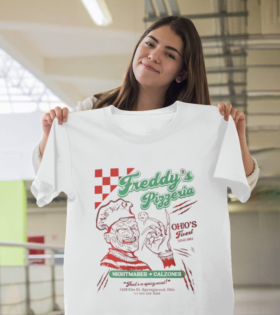 Freddy's Pizzeria Nightmares Calzones Spicy Ohio's Finest Springwood T-Shirt