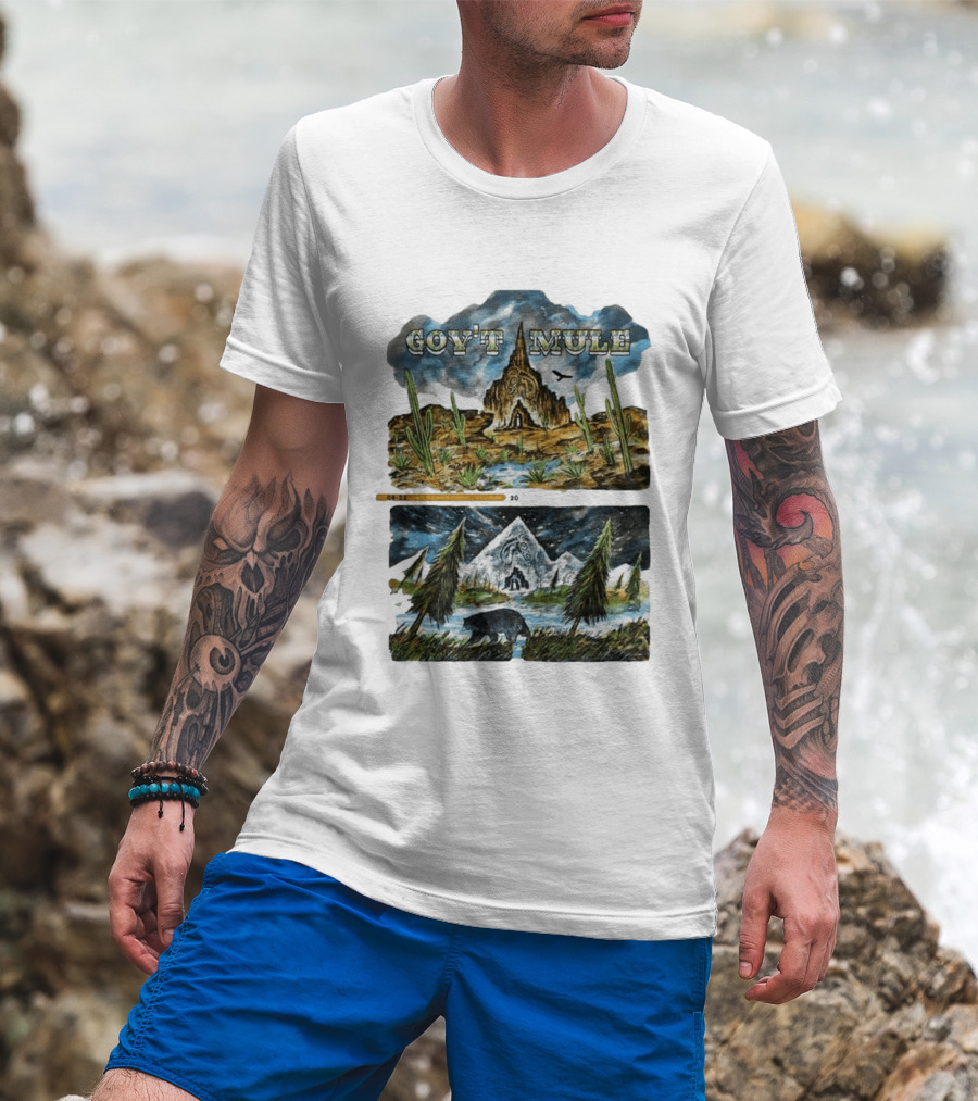Govt Mule Two Night Kicking In Your Stall 2026 Santa Fe Aug 22 Vail Aug 23 Desert Scene Bear Mountain T-Shirt