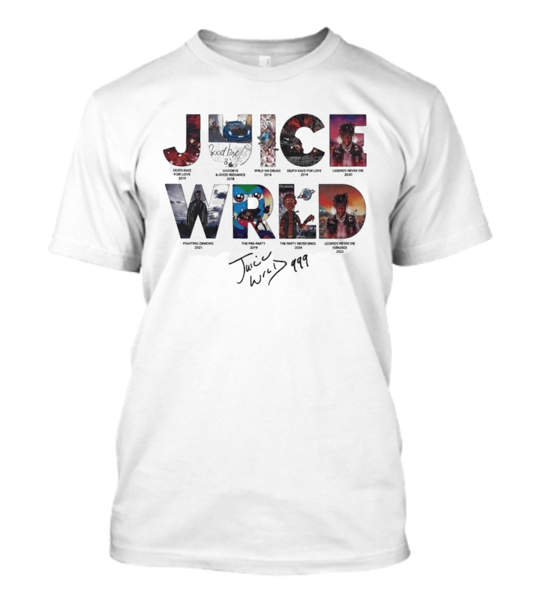 Juice WRLD 999 Death Race For Love Goodbye And Good Riddance Legends Never Die Fighting Demons The Party Never Ends Wild On Drugs T-Shirt