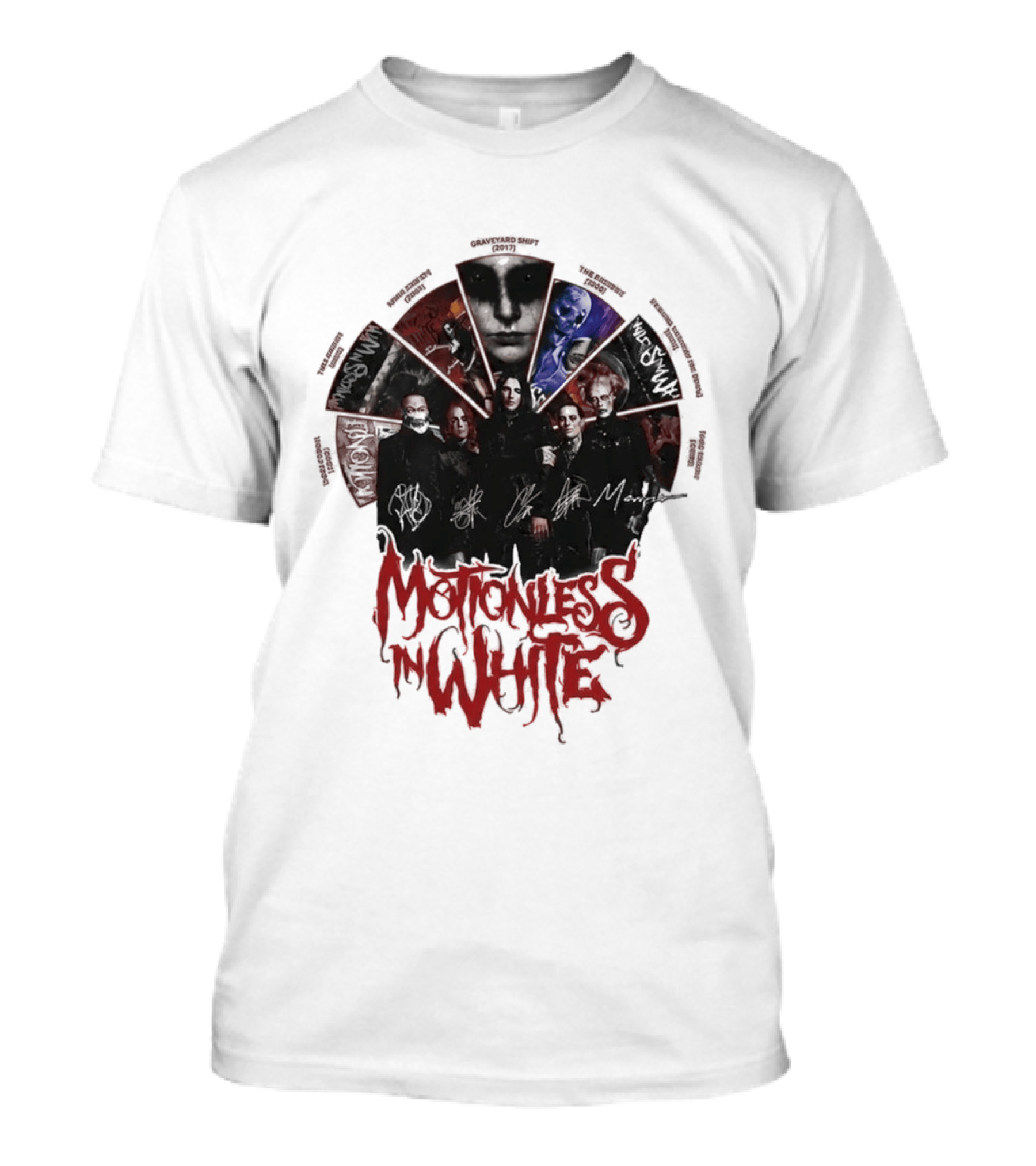 Motionless In White Band Album Art Collage Wheel T-Shirt