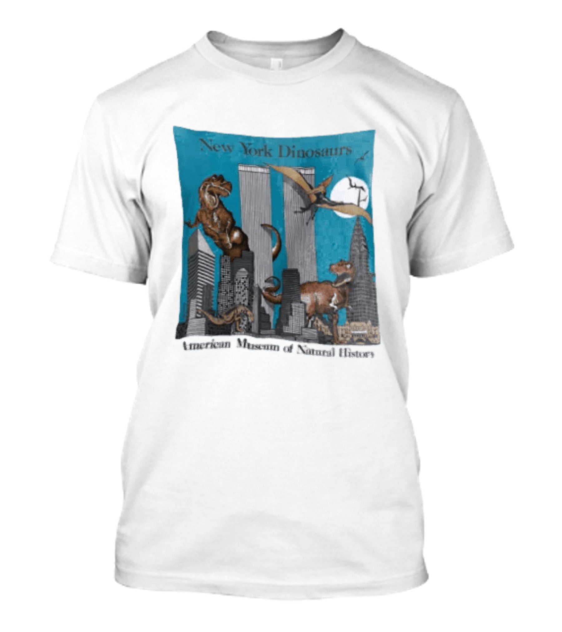 New York Dinosaurs American Museum Of Natural History Twin Towers Scene T-Shirt