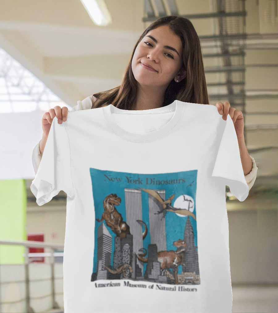 New York Dinosaurs American Museum Of Natural History Twin Towers Scene T-Shirt