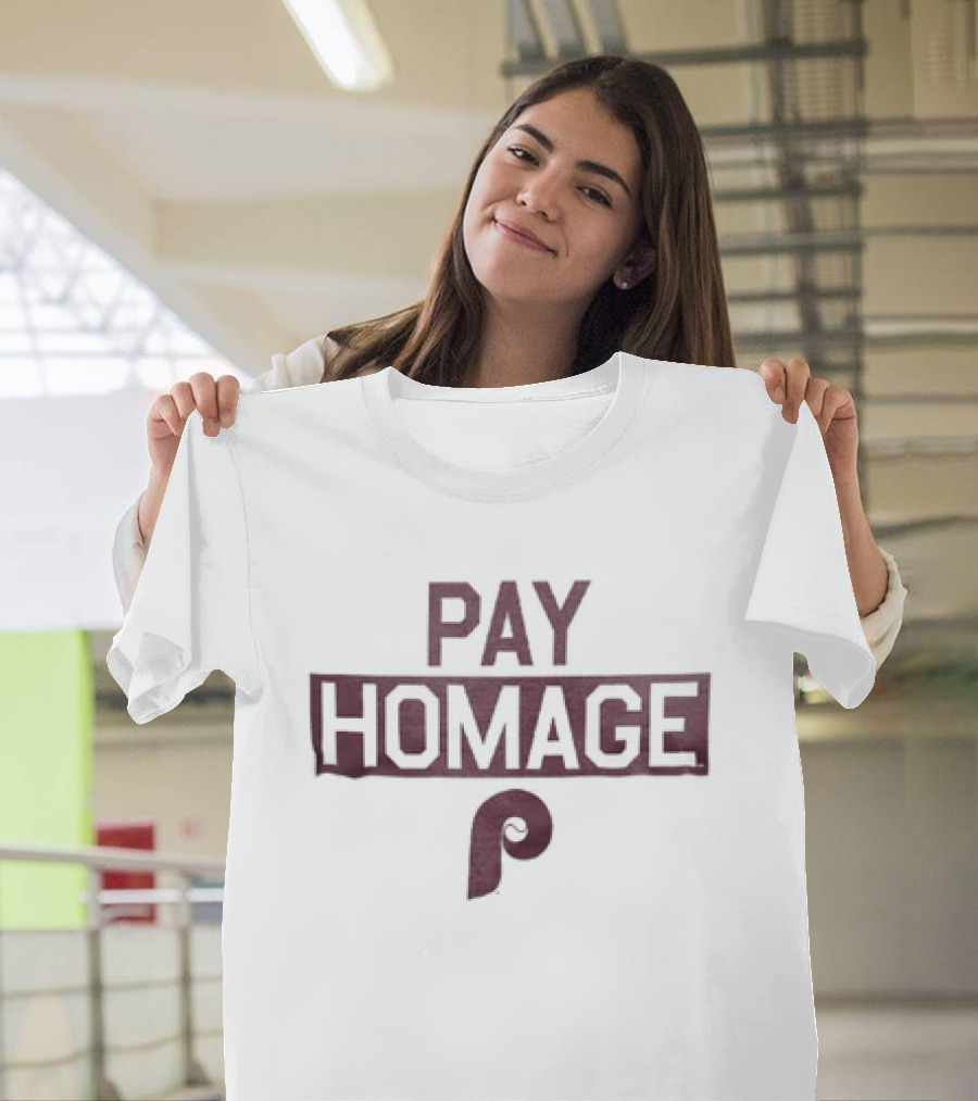 Philadelphia Phillies Pay Homage Maroon Wood Grain T-Shirt