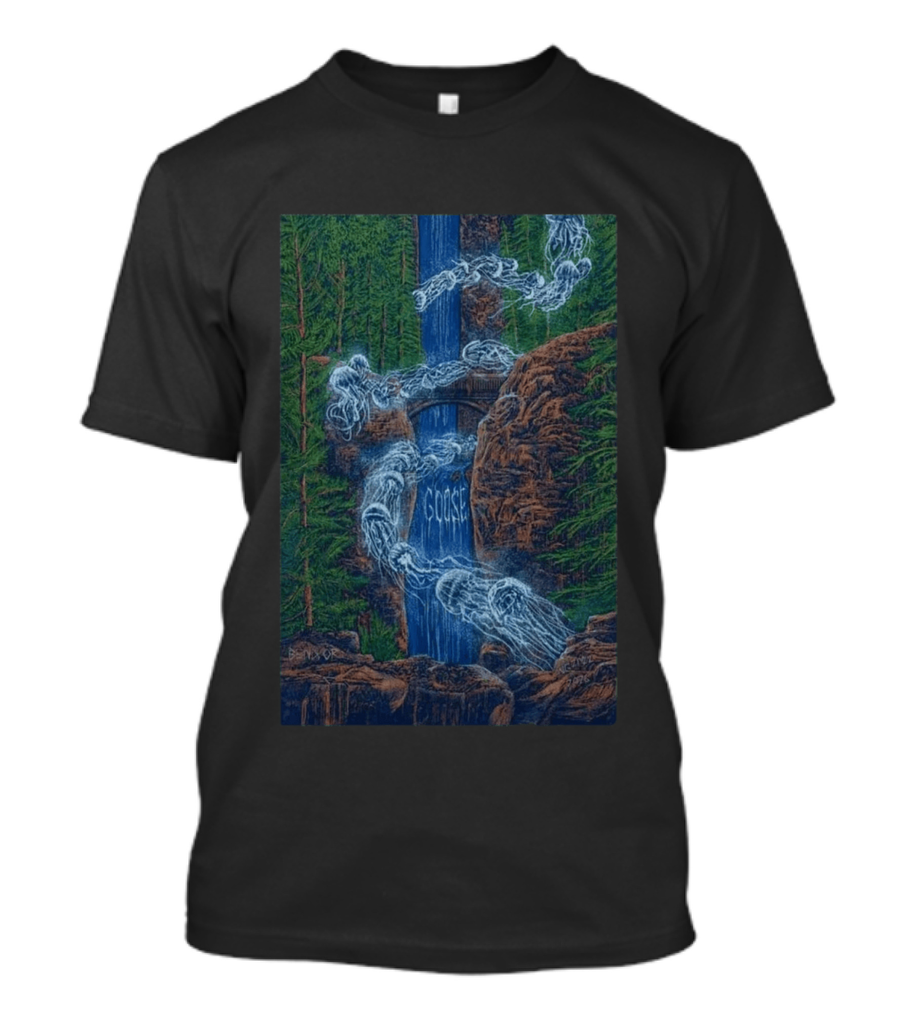 Goose Summer Tour 2026 Hayden Homes Amphitheater Bend August 21 22 Waterfall Forest Scene T-Shirt