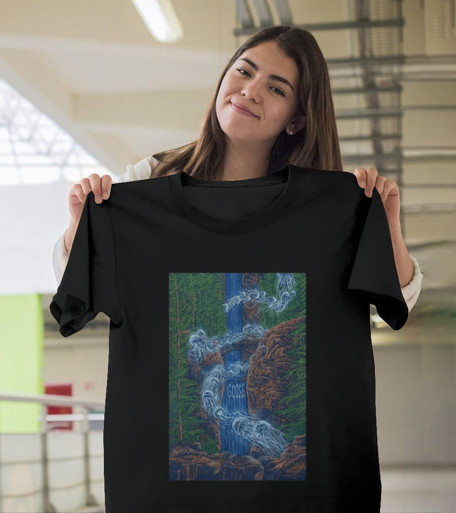 Goose Summer Tour 2026 Hayden Homes Amphitheater Bend August 21 22 Waterfall Forest Scene T-Shirt